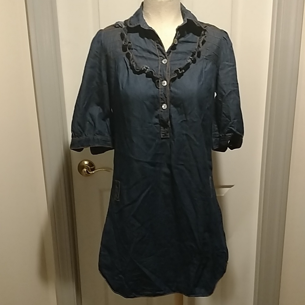My favorite denim mini shirt dress!